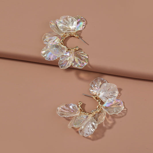 Petal Flower Long Pearl Tassel Earrings