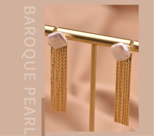 Natural Baroque Tassel Earrings