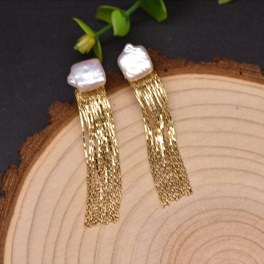 Natural Baroque Tassel Earrings