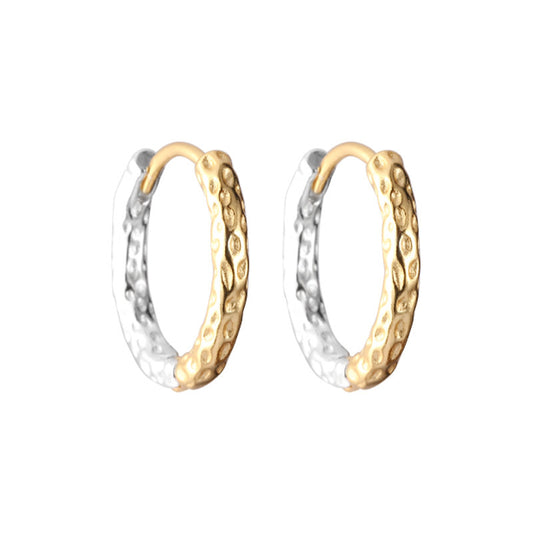 Gold And Silver Color Matching Circle Earring (925 Sterling Silver)