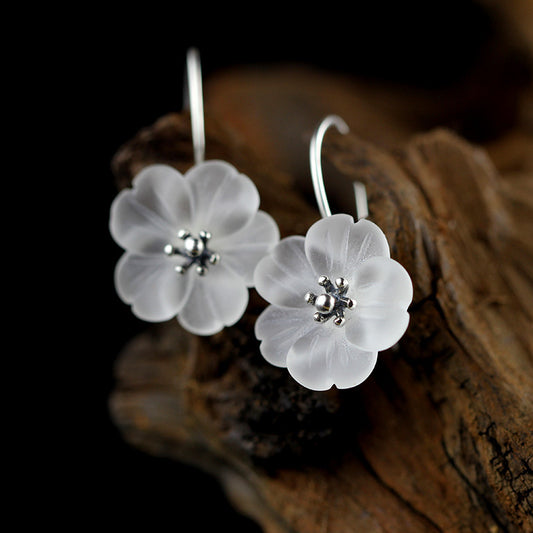 White Delicate Flower Earrings (925 Sterling Silver)