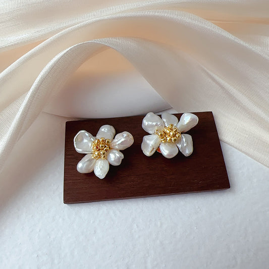 Natural Baroque Pearl Flower Earrings