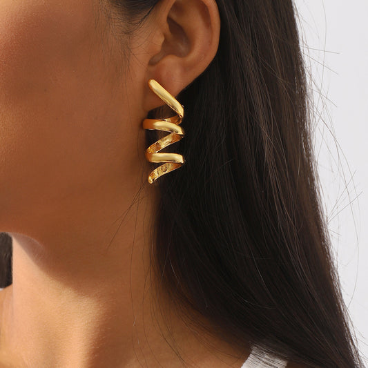 Twist Spiral Earrings (18K Gold Plated)