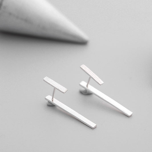 Parallel Lines Silver Earrings (925 Sterling Silver)