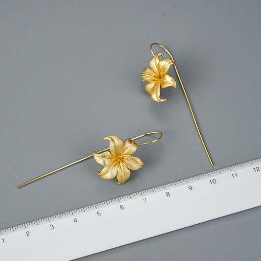 lily Flower Earrings (925 Sterling Silver)