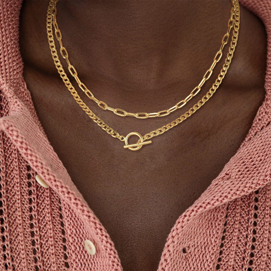 Geometric OT Buckle Metal Paper Clip Necklace