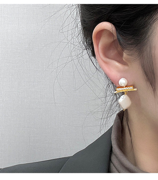 Natural Baroque Pearl Earrings (925 Sterling Silver)