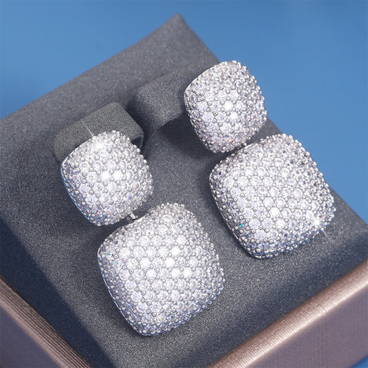 Micro-inlaid Diamond Stud Earrings