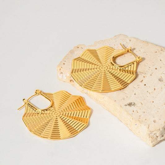 Fan-shaped Lace Earrings (18K Gold Plated)