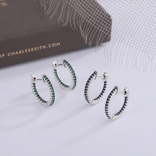 Small Hoop Group Zircon Earrings (S925 Sterling Silver)