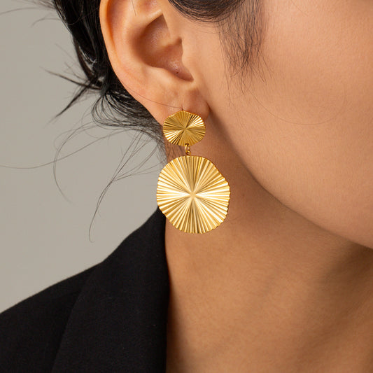 Round Pendant Large Earrings (18k Gold Plated)