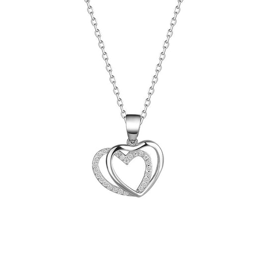 Double Heart-shaped Necklace (925 Sterling Silver)