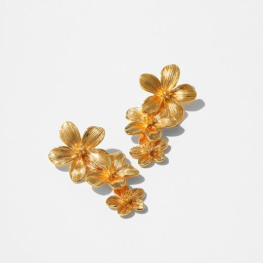 Flower Pendant  Earrings (18K Gold Plated)