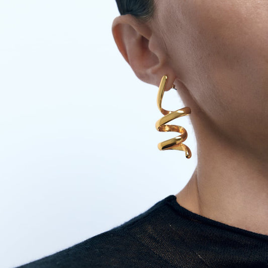 Twist Spiral Earrings (18K Gold Plated)