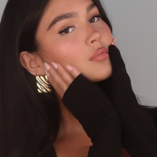 Color Blocking Texture Earrings (18k Gold Plated)