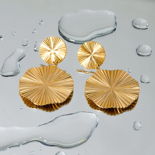 Round Pendant Large Earrings (18k Gold Plated)
